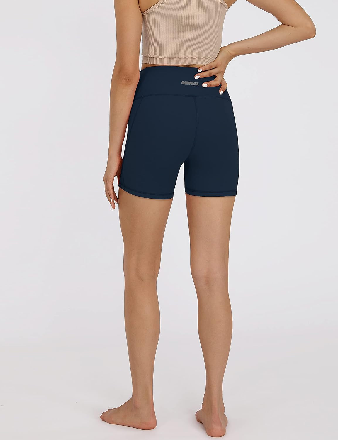 Women'S Yoga Short Tummy Control Workout Running Athletic Non See-Through Yoga Shorts with Hidden Pocket,Navy,Xx-Large