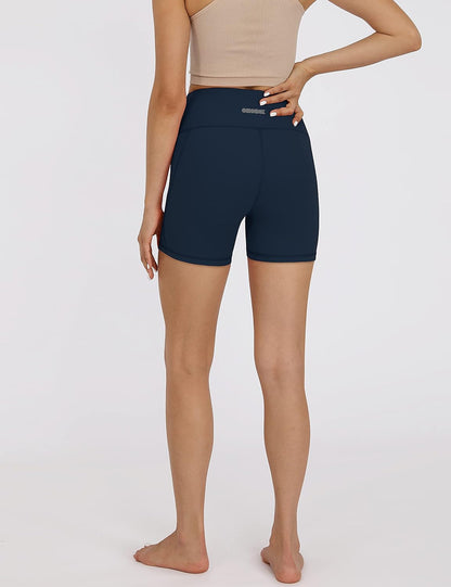 Women'S Yoga Short Tummy Control Workout Running Athletic Non See-Through Yoga Shorts with Hidden Pocket,Navy,Xx-Large