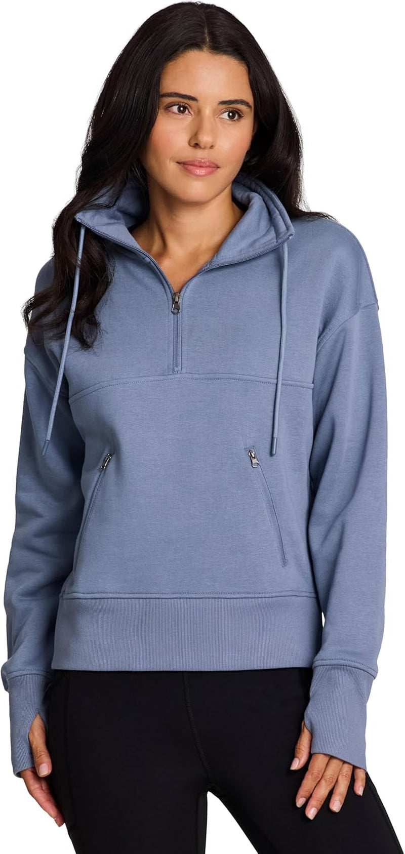 Active Women'S Lightweight Mock Neck Fleece 1/4 Zip Sweatshirt with Pockets